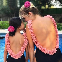 Mother Daughter Swimsuits Flower Mommy And Me Swimwear Bikini Family Look Bathing Suit Family Matching Clothes