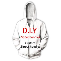 DIY Custom Design Your Own Pictures 3D Print Casual Zipper Hoodies Zip Up Hooded Sweatshirts Harajuku Hip Hop 220704