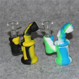 3.6 inches silicone water pipes hookah 10 colors for choice silicon hand pipe bong glass bongs mini oil rigs