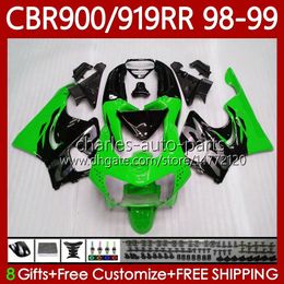 Bodywork Kit For HONDA CBR 919RR 900RR CBR919RR CBR900RR Green black 1998-1999 Body 127No.127 CBR 900 919 RR CC CBR919 CBR900 RR 1998 1999 900CC 919CC 98 99 OEM Fairing