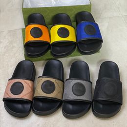 Designer Rubber Slide Sandals Floral Brocade Men Slipper Gear Bottoms Flip Flops Women Striped Beach Causal Shoes With Box NO345