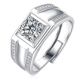 100% 925 sterling silver men's Jewellery 1ct/2ct gemstone ring anniversary wedding VVS1 natural AAA moissanite ring
