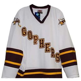 MThr Custom Men Youth women Thr tage Minnesota Gophers Home White Hockey Jersey Size S-5XL or custom any name or number