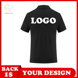 Polo shirt DIY 8 color polo custom Pure cotton lapel printing brand text 220623