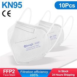 Adult KN95 mask breathable and comfortable face protection dustproof and anti-fog 5 layers protection double layer meltblown cloth folding