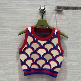 Women's T-Shirt vest 2022 summer new branded letter printed red and blue sports Knitted Top Ma Jianv