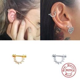 Hoop & Huggie Aide 925 Sterling Silver Piercing Earrings For Women U-shaped Stud Zircon Ear Bone Nails Jewellery Pendientes