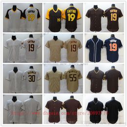 Movie College Baseball Wears Jerseys Stitched 19 TonyGwynn 30 EricHosmer 55Manaea Slap All Stitched Number Name Away Breathable Sport Sale High Quality