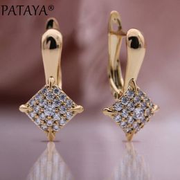 Dangle & Chandelier Women Modern Creative Fashion Jewellery 585 Rose Gold Colour Square Drop Earrings Natural Zircon Micro Wax Inlay EarringDan