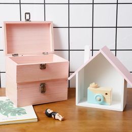 Storage Boxes & Bins Retro Wooden Box Handmade Craft Multi-function Rectangular Creative Items With Lock BoxStorage