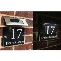 Customised Numbers House Sign Plaques Solar Light Door Acrylic Aluminium Backplane 220706