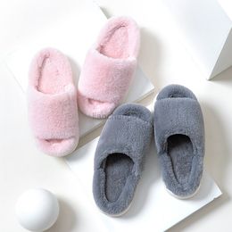 Autumn Winter Solid Color Home Indoor Fur Slippers Household Floor Anti-Slip Cotton Slippers Thick Sole Non Slip Shoes Women G220816