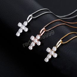 925 Sterling Silver CROSS Pendant With Box Chain Pendant Iced Out Cubic Zirconia Women's Pendant Hip Hop Jewellery Gift