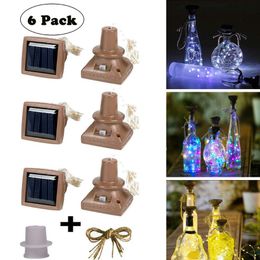 Strings Solar Wine Bottle Lights 6 Pack 20 LED Waterproof Copper Cork Shaped Mini String DIY Fairy For Party DecorLED StringsLED