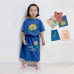 Girl Clothing Sets Children Short Sleeve T shirt Skirt 2Pcs Suit Baby Costume For Kids Clothes Summer Outfits 220620