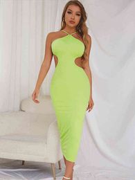 Elegant Sexy Backless Bandage Maxi Dresses for Women 2022 Fashion Summer Knitted Bodycon Runway Club Party Long Dress Clothes Y220413