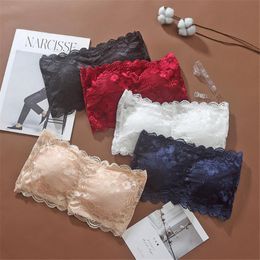 Bustiers & Corsets Bra Tees Sexy Summer Women Elastic Strapless Girls Lace Tube Top Bandeau Crop Tank Seamless Padded Underwear For Dress OL