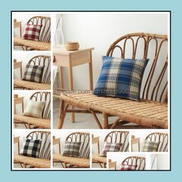 Pillow Case Bedding Supplies Home Textiles Garden Ll Plaid Linen Plain Striped Er Cheque Pattern Pillows C Dwv