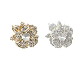 100PCS/Lot Women's Austrian Crystal Orchid Flower Brooches Crystal Rhinestone Gold-Tone Floral Brooch Pin