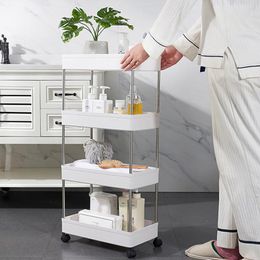 Hooks & Rails Kitchen Storage Cart Multi-Layer Removable Rack Space Saving Mobile Organiser With Wheels