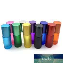 10pcs 5ml Thick Glass Vial Portable Travel Essential Oil Perfume Bottles Roll Refillable Frosted Colourful Roller Ball