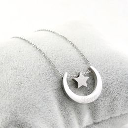 Pendant Necklaces Gold Plating Moon Star Stainless Steel Woman Chain Necklace For Wedding Party Jewellery GiftPendant