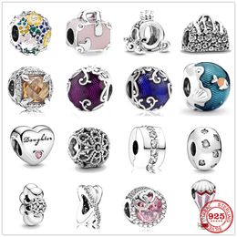 925 Silver Fit Pandora Charm 925 Bracelet Spacer Crown O Carriage charms charms set Pendant DIY Fine Beads Jewellery