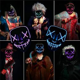 Party Masks Full Head Skull Mask Reusable Scream Adult Anonymous Led Light Boy Child Halloween Lighting Scary Maniac Helmet 220826