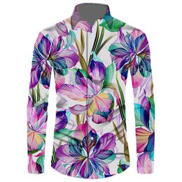 Men's Casual Shirts Men's Coat Men Hawaii Holiday Style Long Sleeve Plant Printed Shirt Man Top Design Brand ShirtMen's