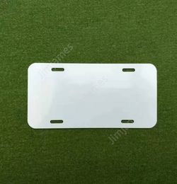 Sublimation License Plate 12x6inch Thermal Transfer Printing Aluminum Alloy White Blank Sheet 4 Holes Plates 300pcs Sea Shipping DAJ482