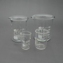 Lab Supplies 1Set 5ml 10ml 25ml 50ml Beaker Laboratory Measuring Glass Cup Clear Measuring Medicine Containers