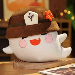 Hot Game Character Genshin Impact Hutao Plush Pillow Pop Anime Ghost Cosplay Cartoon Accessories Props Creative Gift Present J220704