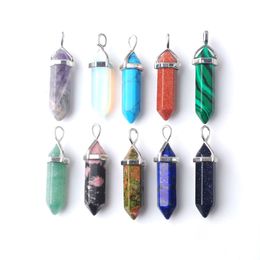 WOJIAER Natural Lapis Crystal Stone Alloy Bullet Pendant for Jewellery making charm Necklace accessories wholesale 12pcs/lot BN303