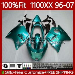 Gloss cyan Injection Body For HONDA CBR1100 CBR 1100XX 1100 XX CC 114No.134 Blackbird CBR1100XX 1996 1997 1998 1999 2000 2001 2002 2003 2004 2005 2006 2007 Fairing