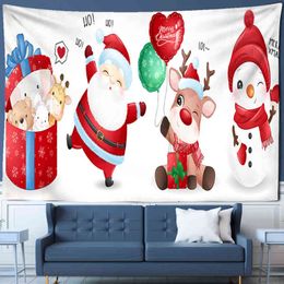 Cartoon Snowman Wall Carpet Happy Holiday Gift Hanging Christmas Tree Cute Home Living Room Decor J220804