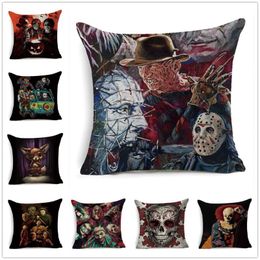 Cushion/Decorative Pillow Terrible Clown Linen Exquisite Seat Chair Pillowcase Covers Halloween Decorative Scary Pattern Car Home Cushion Co
