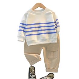 Children Clothes Striped Tracksuits For Boys Sweatshirt Pants Boys Set Casual Style Children's Tracksuit 210412