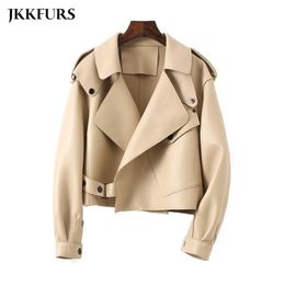 18 Colours Women's Genuine Leather Jacket Fashion Many Colours Leather Bomber Coat Lady Sheepskin Outerwear S7547 210908