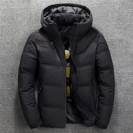 duck down jacket men short Warm Thick Quality Zipper Hooded Down Coats Male Overcoat Jackets Winter Men Down Jacket 201210