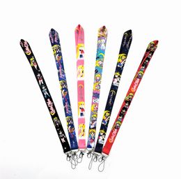 Cell Phone Straps & Charms 600pcs Japan Anime Sailor Moon Lanyard Neck Strap Clip Black Stripe for Car Key ID Card Mobile Phone Badge Holder 2022 Wholesale
