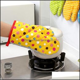 Oven Mitts Bakeware Kitchen Dining Bar Home Garden Ll Baking Ovens Gloves Durable Microwave Heats Proof Resistant Glov Dhywj