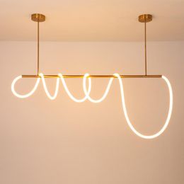 Pendant Lamps 360 Degree Luminous LED Lights Modern Living Room Restaurant Tube Indoor Decorative Hanging Lamp LightingPendant