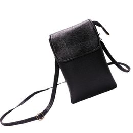 Custom logo Women Small Crossbody Pouch Bag Leather Flap Cell Phone Wallet Purse