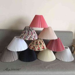 New Pleats Lampshade for Table Lamp Standing Floor Lamps Korean Style Pleated Lampshade Cute Desk Lamp Shade Bedroom Lamps E27 H220423