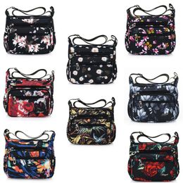 Evening Bags Women Floral Nylon Shoulder Crossbody Bag Multi Zipper Messenger Satchel Tote PurseEvening