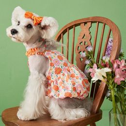 Dog Apparel Clothes Suspender Skirt Dress Teddy Chenery Flower Summer Breathable Puppy Girl Kitty Fashion Cute Princess YorkshireDog