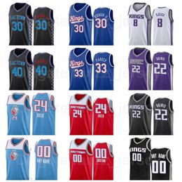 Men Woman Youth Screen Print Basketball Hassan Whiteside Jersey 21 Richaun Holmes 22 Glenn Robinson III 30 Tyrese Haliburton 0 Jason Williams 55