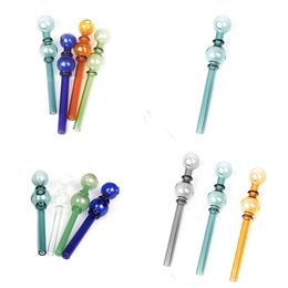 Wholesale 14cm Transparent Tobacco Smoking Pipe Glass Oil Burner Pipe Glassware Herb Hookah Cigarette Shisha Tube Smoking Pipes