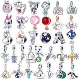 925 Silver Fit Pandora Charm 925 Bracelet Shoes Bag Lipstick Series charms set Pendant DIY Fine Beads Jewellery