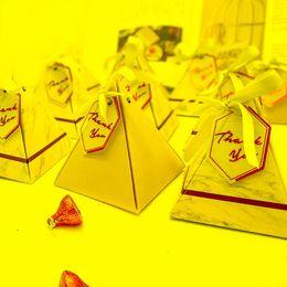 Gift Wrap Triangular Pyramid Marble Candy Box Wedding Favours And Gifts Boxes Chocolate Bomboniera Giveaways Party SuppliesGift